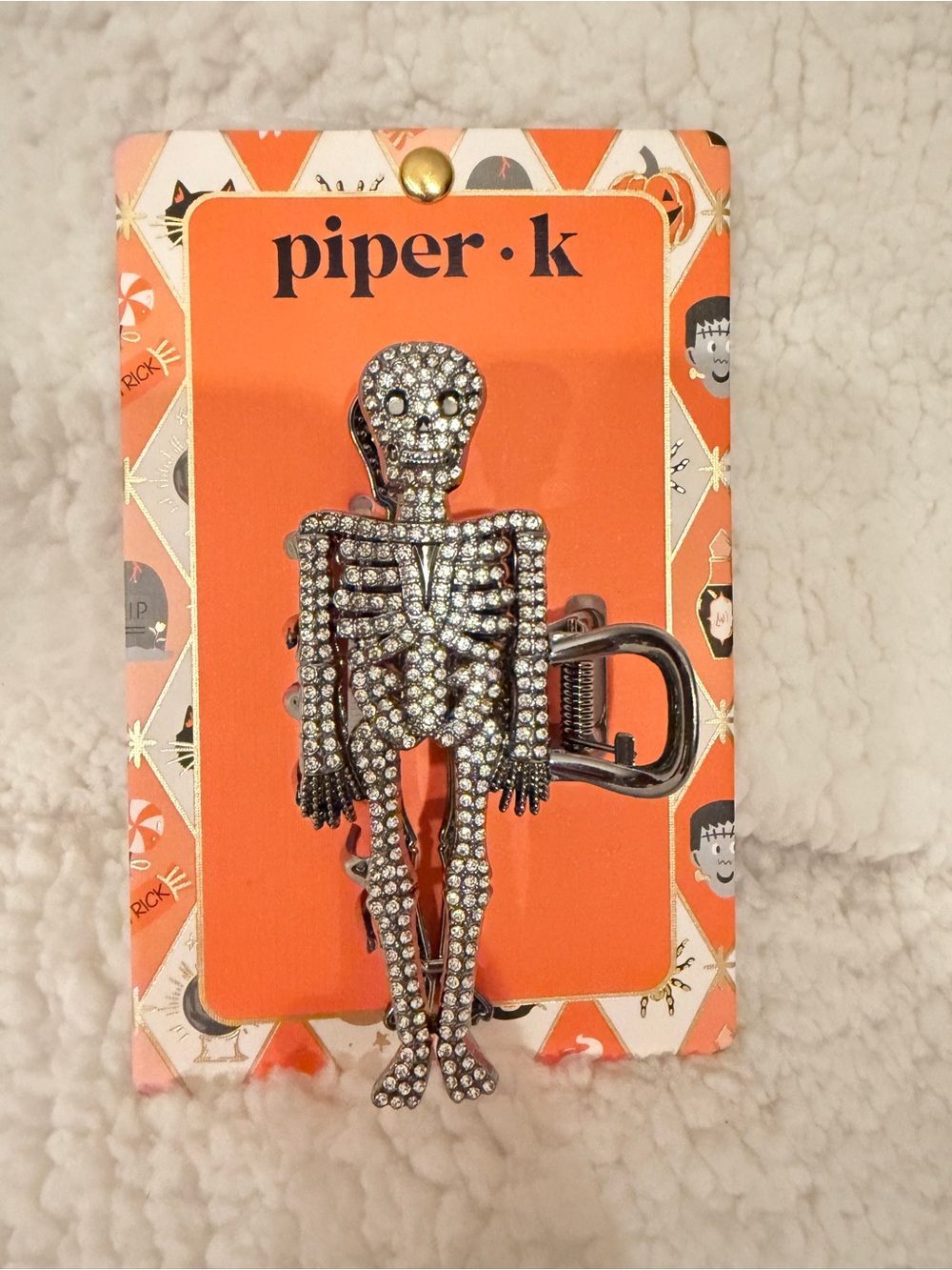 Piper K Sparkling Skeleton hair clip- Silver